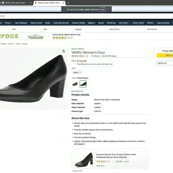 VANELi Dacy Black Nappa Size 7 Narrow. BRAND NEW - Picture 2 of 8